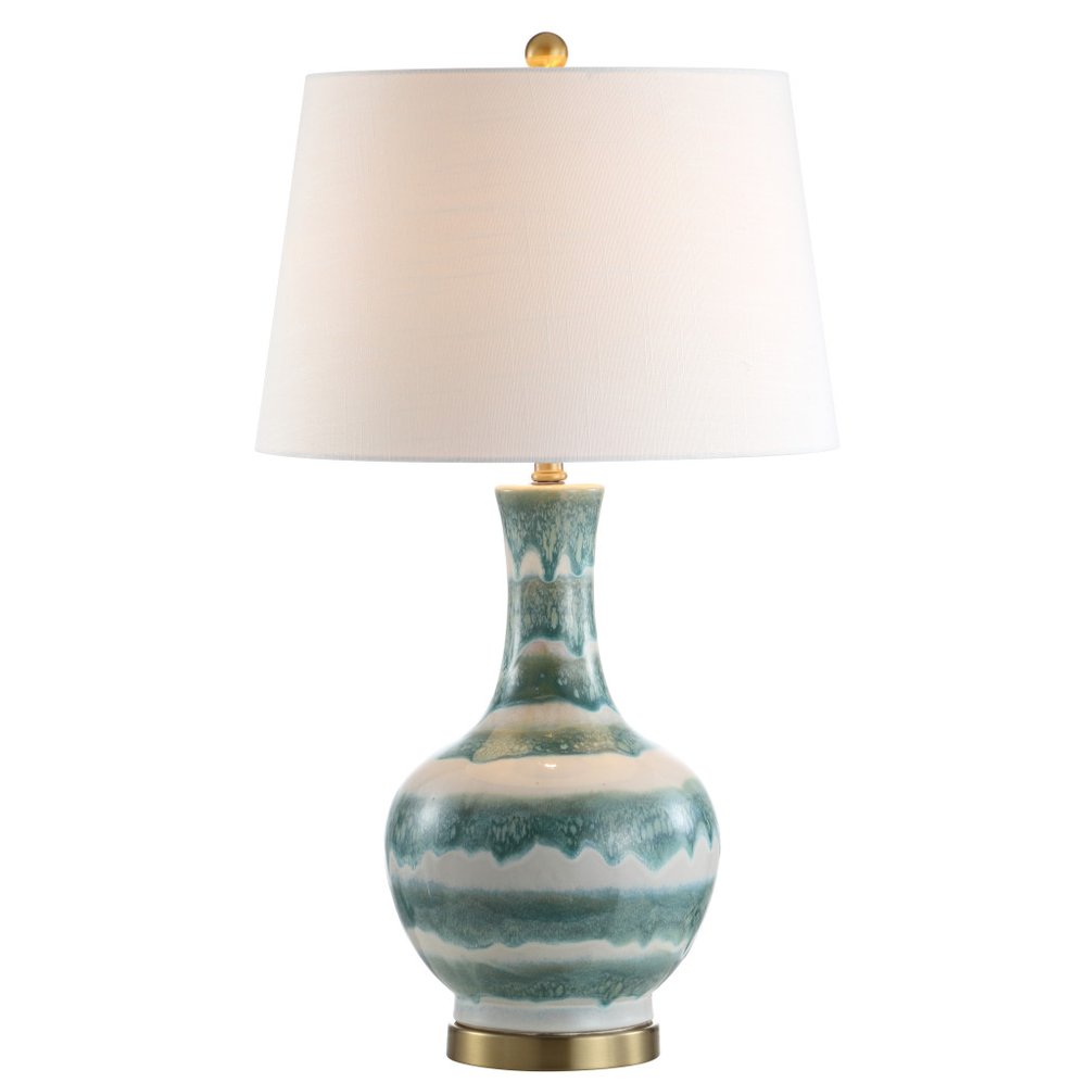 31" Gold Round Table Lamp With Globe Shade