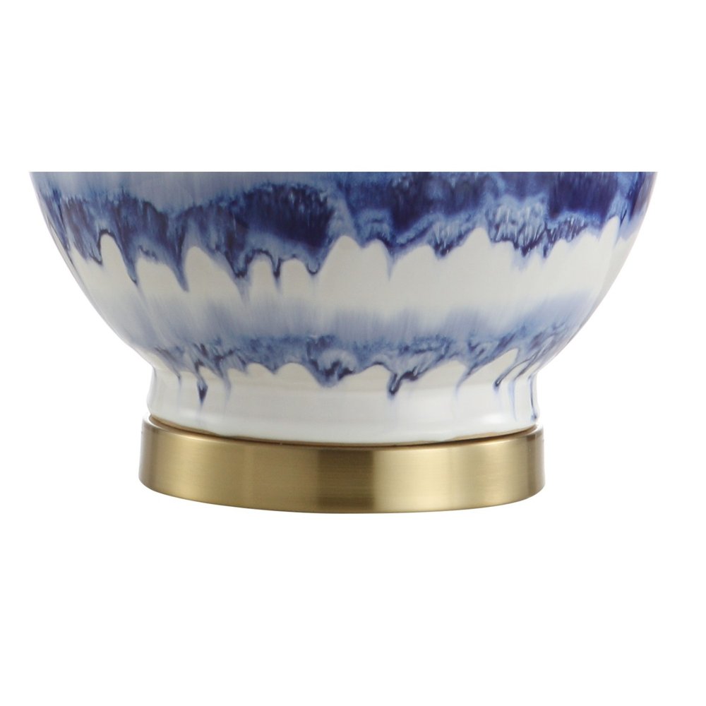31" Blue White And Gold Novelty Table Lamp With Globe Shade