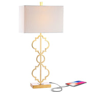 32" Gold Geometric Table Lamp With Shade