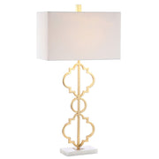 32" White Geometric Table Lamp With Shade