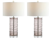 Set of Two 28" Mauve Table Lamps With Drum Shades