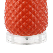 23" Clear Gold And Orange Pineapple Table Lamp With Drum Shade