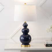 28" Navy Blue And Gold Novelty Table Lamp With Empire Shade