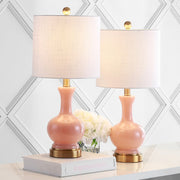 Set of Two 22" Gold Novelty Table Lamps With Drum Shades