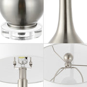 Set of Two 25" Clear Gourd Table Lamps With Drum Shades
