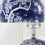 20" Blue And White Globe Table Lamp With Cone Shade