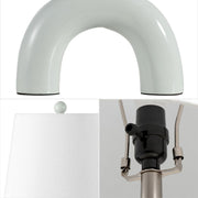 Set of Two 18" White Geometric Arched Lamps With Empire Shades