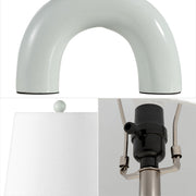Set of Two 18" White Geometric Arched Lamps With Empire Shades