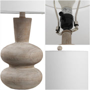 24" Brown Gourd Table Lamp With Drum Shade