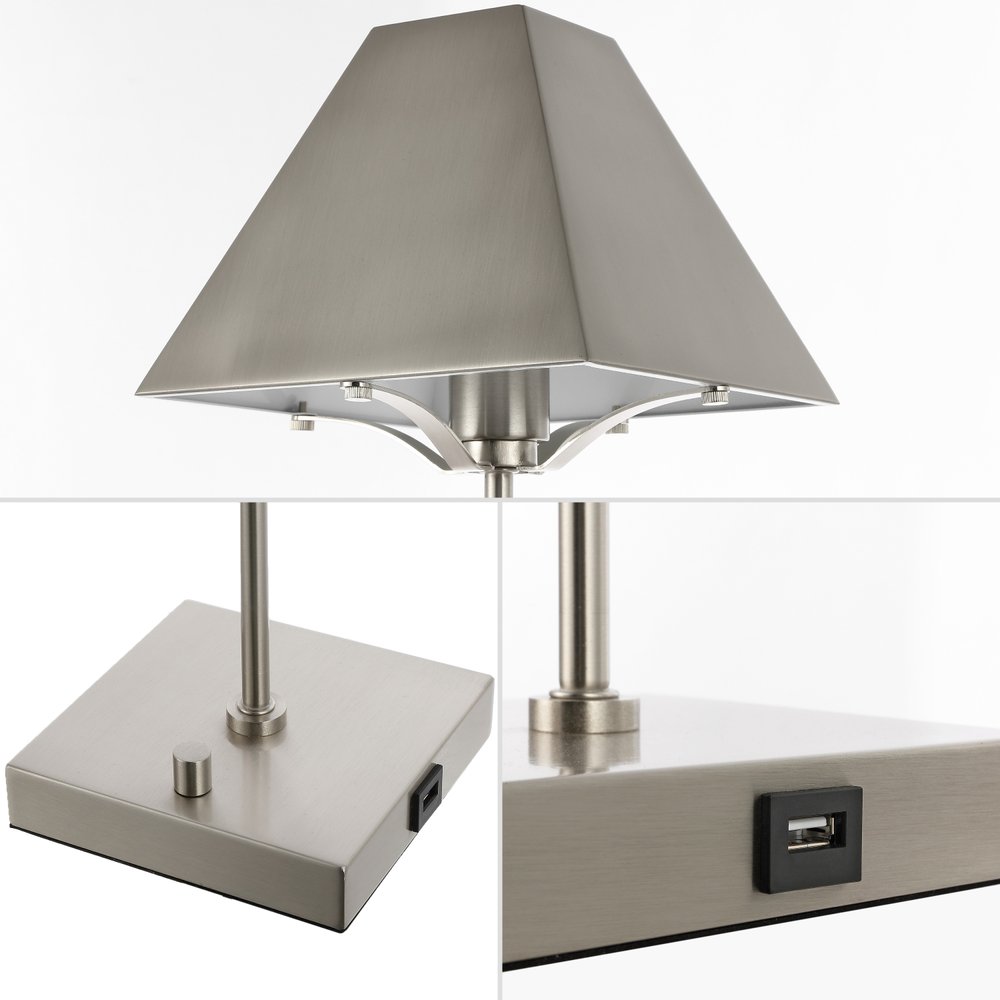25" Nickel Table Lamp With Novelty Shade