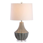 25" Gray And Clear Novelty Table Lamp With Drum Shade