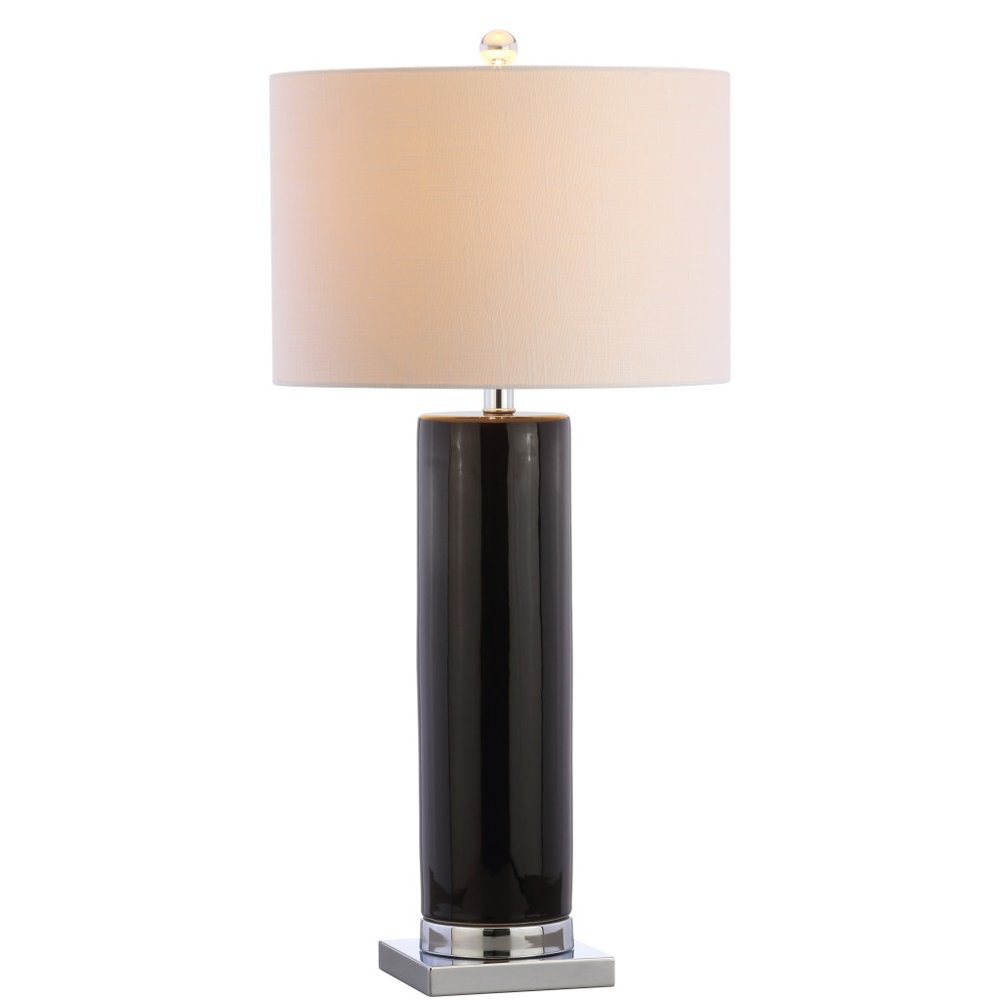 32" Silver Table Lamp With Drum Shade