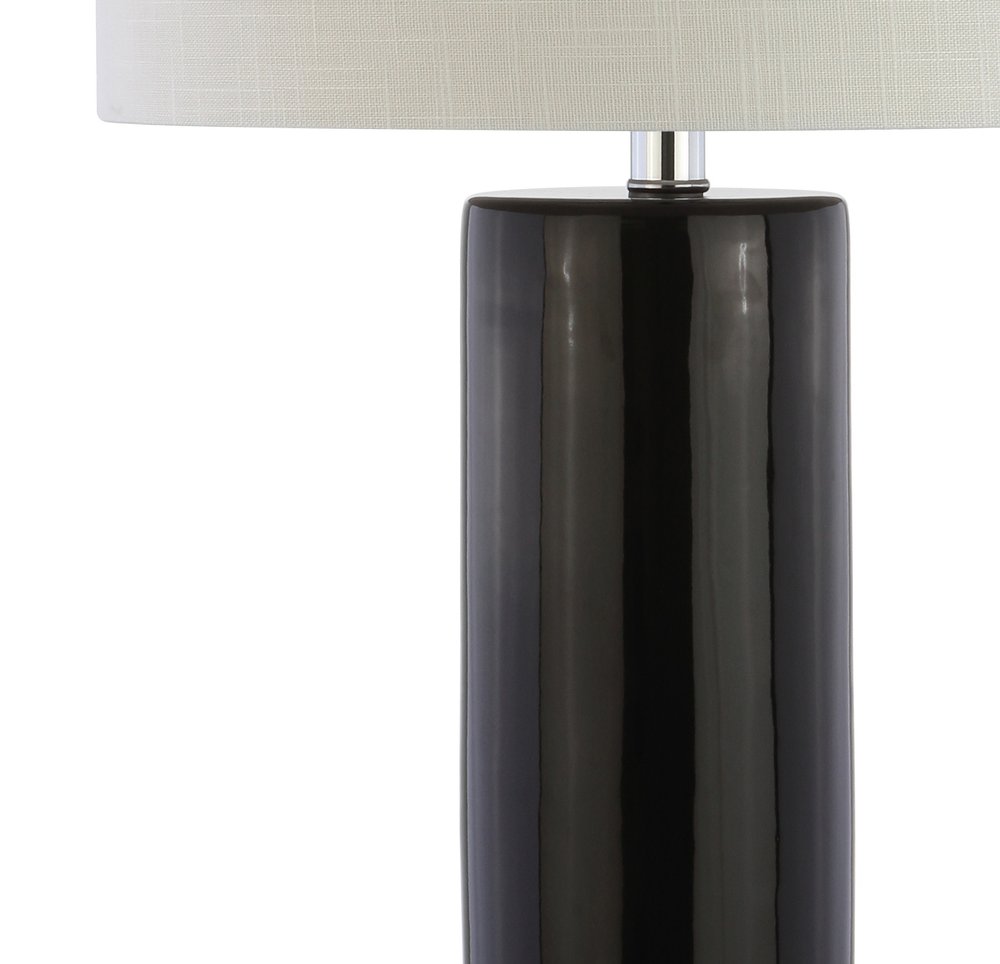 32" Silver Table Lamp With Drum Shade