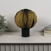 11" Black Geometric Table Lamp With Globe Shade