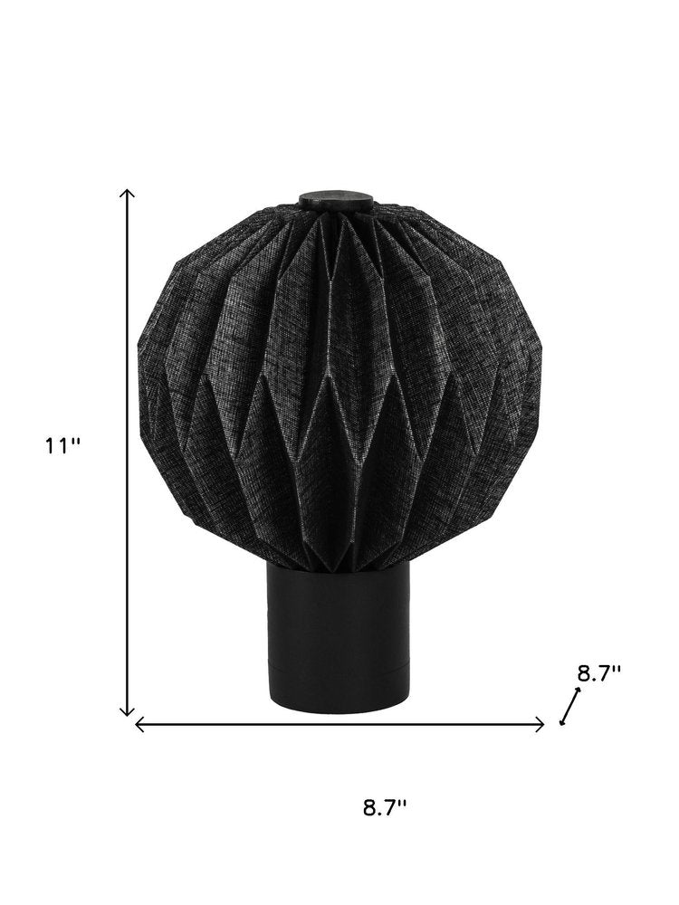 11" Black Geometric Table Lamp With Globe Shade