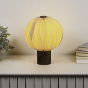 11" Natural Geometric Bedside Lamp With Globe Shade