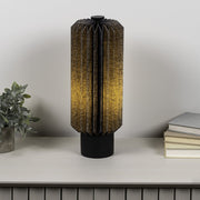 16" Black Geometric Table Lamp With Cylinder Shade
