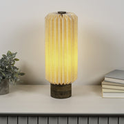 16" Natural Geometric Bedside Lamp With Cylinder Shade