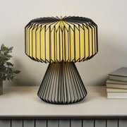 13" Clear Geometric Table Lamp With Cylinder Shade