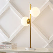 28" White Table Lamp With Globe Shade