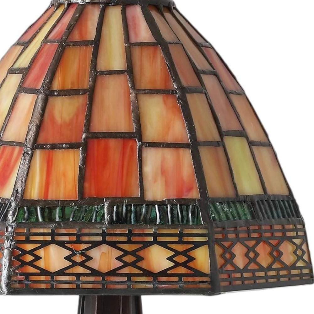 12" Brown Novelty Tiffany Lamp With Bell Shade