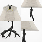 28" Black Antlers Table Lamp With Bell Shade