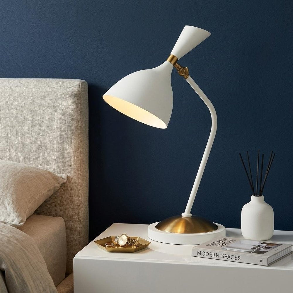 22" White Table Lamp With Bell Shade
