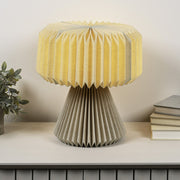 13" Natural Geometric Bedside Lamp With Cylinder Shade