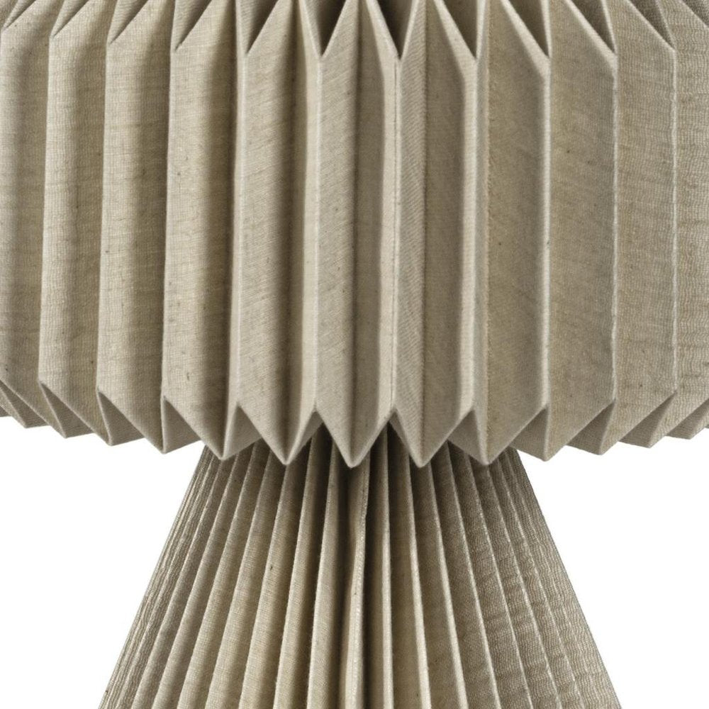 13" Natural Geometric Bedside Lamp With Cylinder Shade