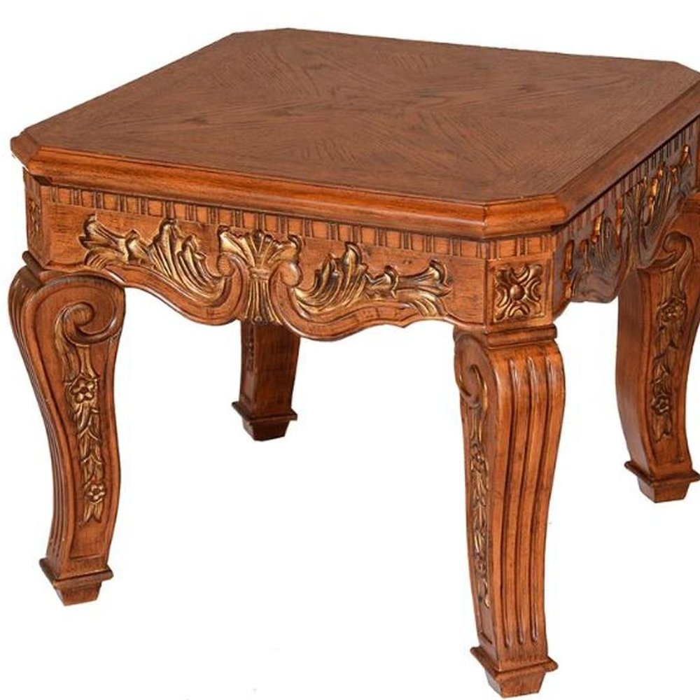 23" Oak Wood Square End Table