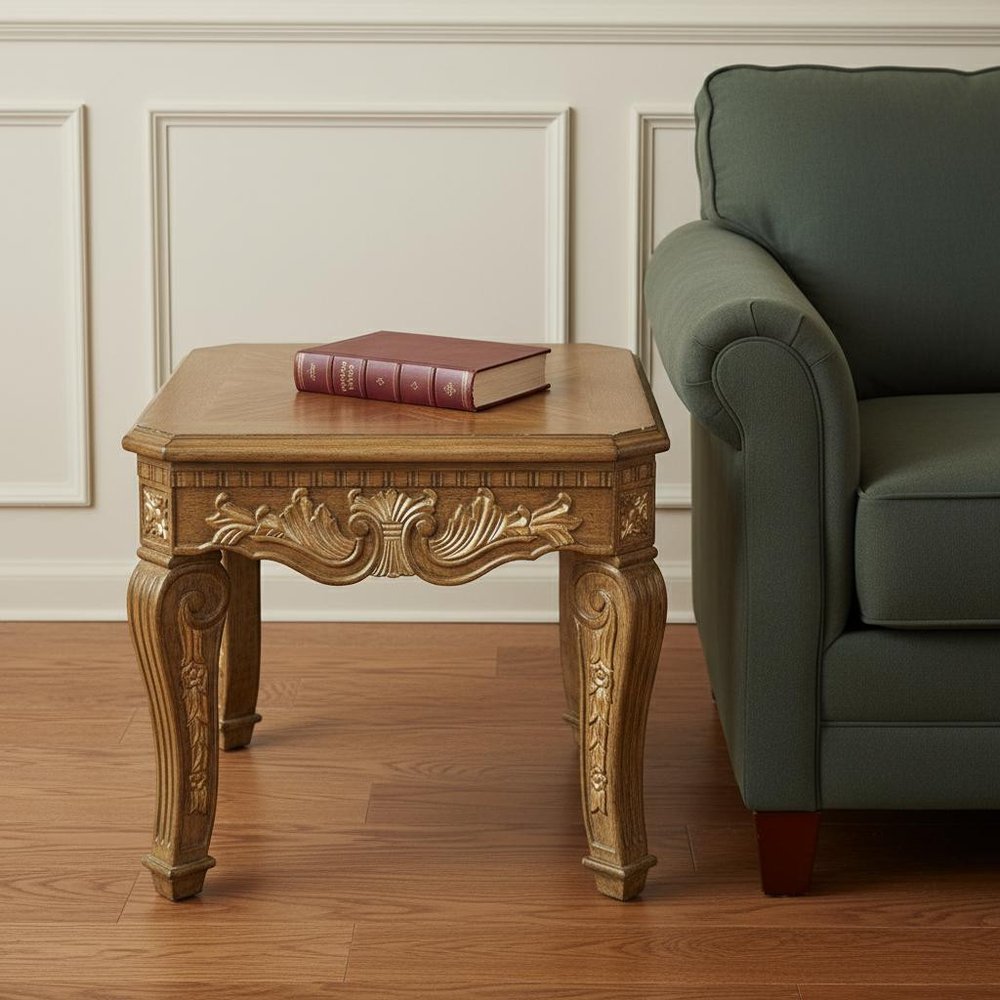 23" Golden Brown Wood Square End Table