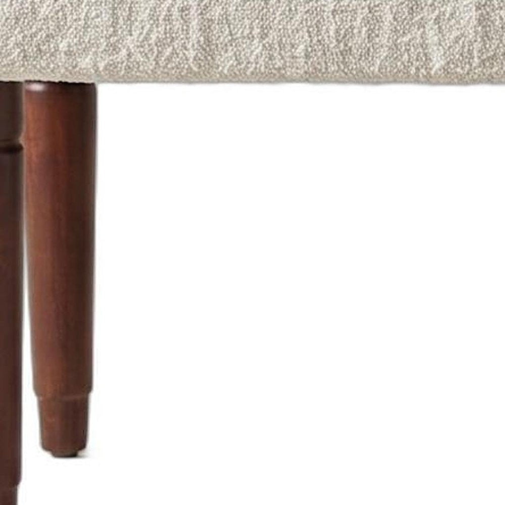 47" Cream and Brown Boucle and Solid Wood Upholstered Bench
