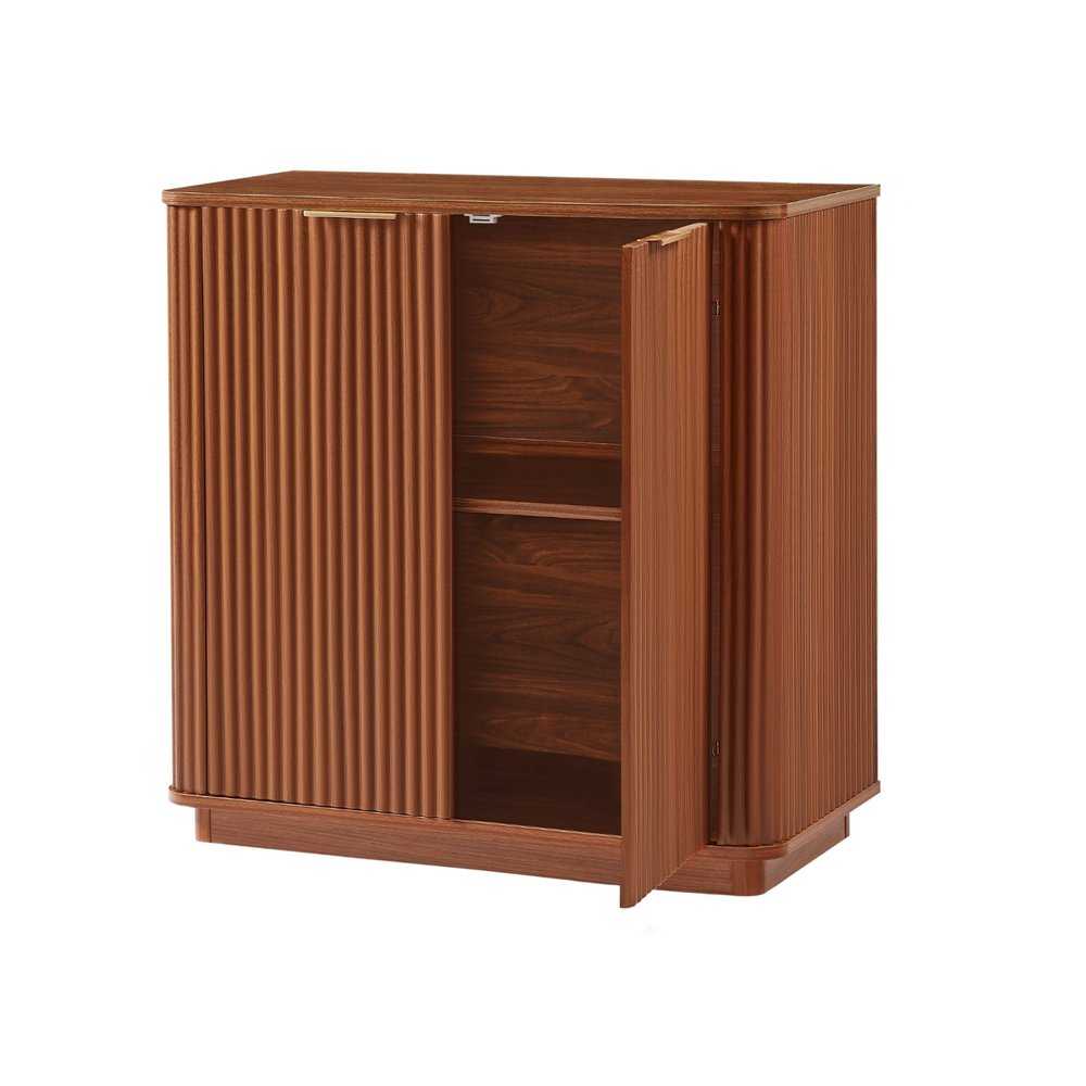 32" Brown Wood Accent Cabinet With Two Doors