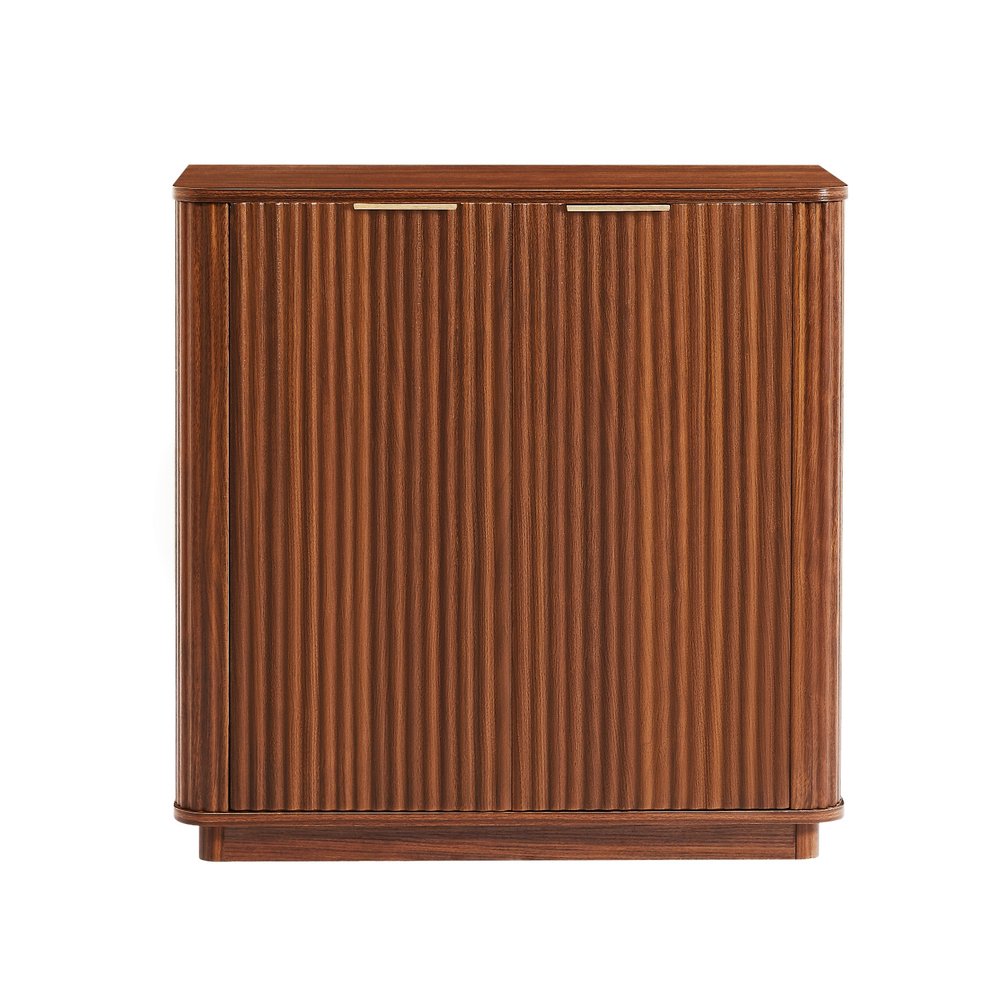 32" Brown Wood Accent Cabinet With Two Doors