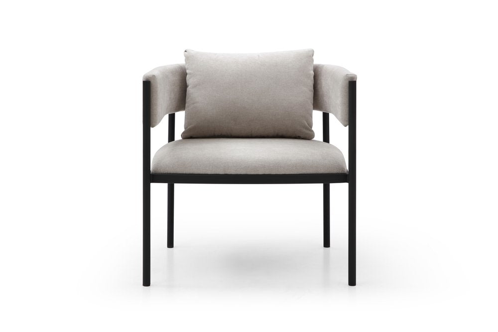Set of Two 28" Gray and Black Cotton Blend and Metal Lounge Chair And Toss Pillow