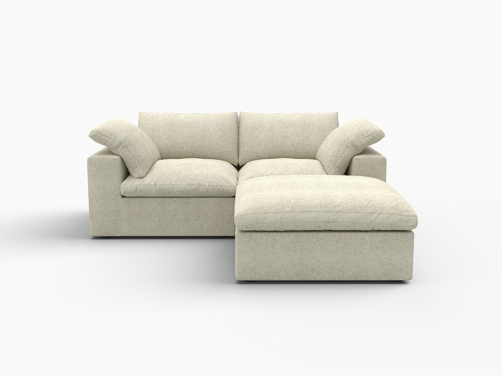 80" White and Black Linen Blend Modular Loveseat With Storage