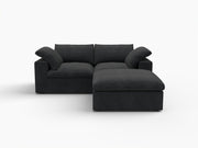 80" Light Gray Linen Blend Modular Loveseat With Storage Ottoman