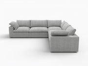 Light Gray Linen Blend Modular L Shaped Five Piece Corner Sectional