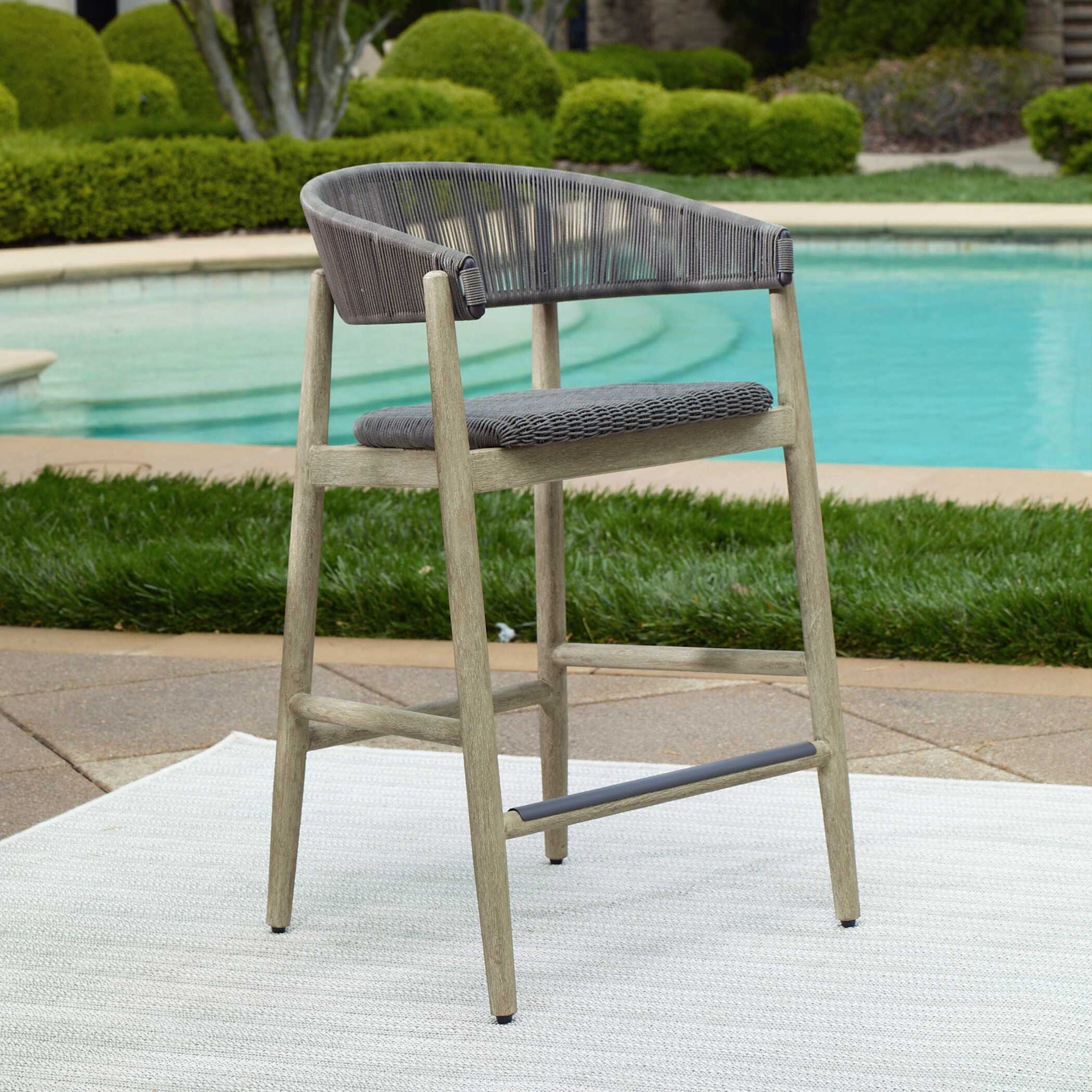 Dermott - Outdoor Counter Stool - Brown / Dark Gray
