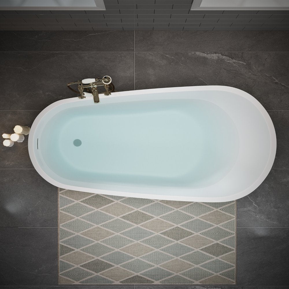 63" White Acrylic Oval Bath Tub