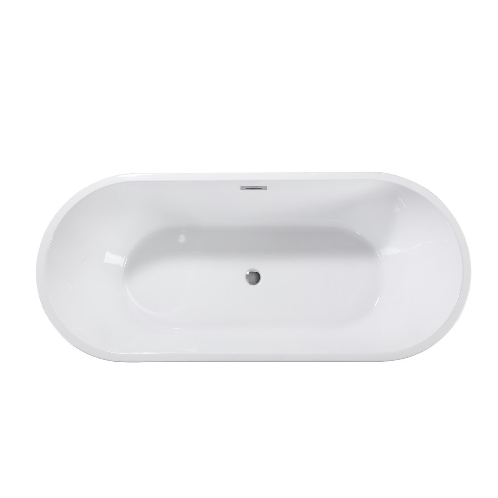 55" White Acrylic Oval Bath Tub