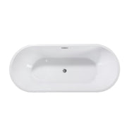 55" White Acrylic Oval Bath Tub