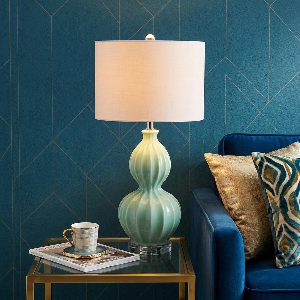 28" Clear Novelty Table Lamp With Drum Shade
