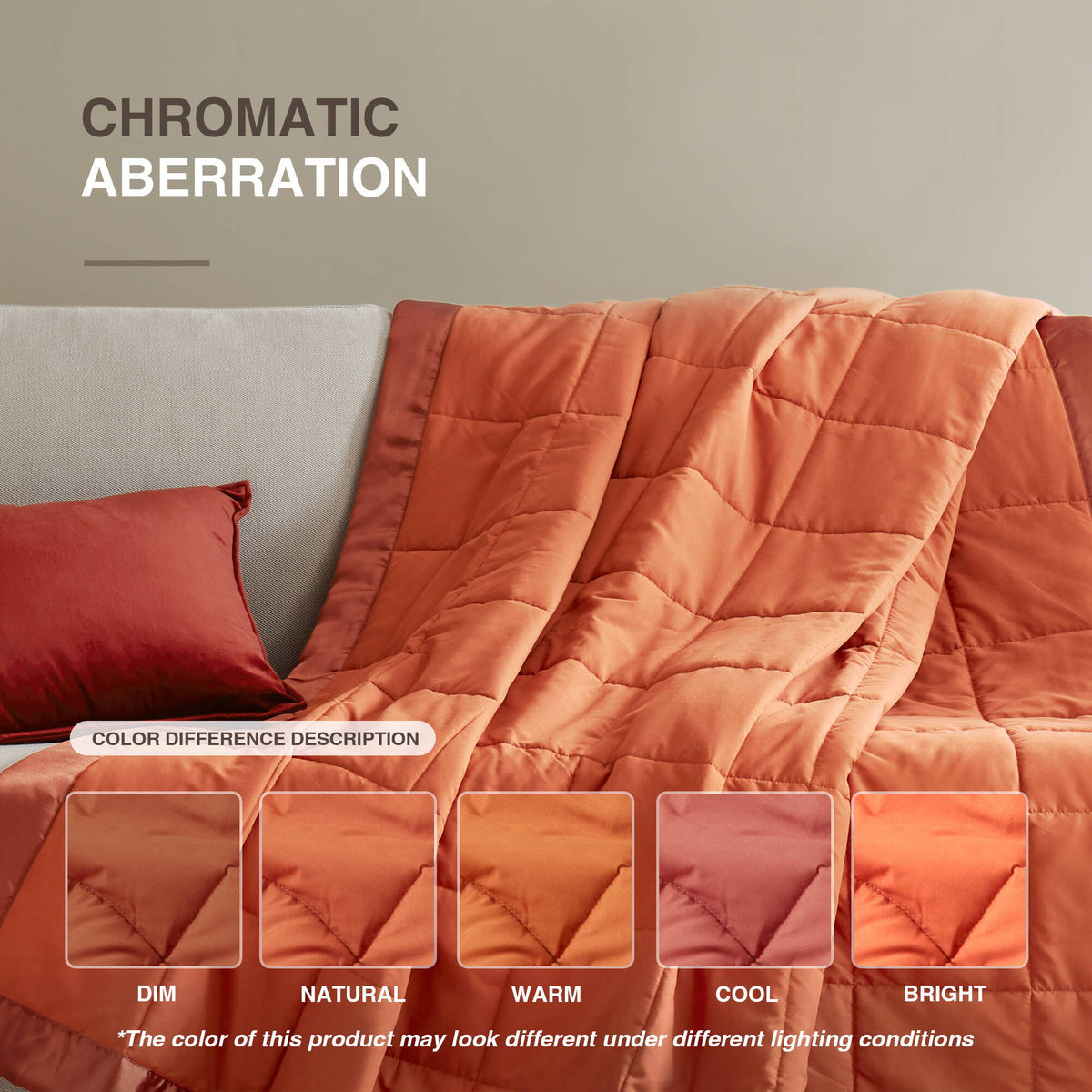Windom - Twin Lightweight Down Alternative Blanket With Satin Trim - Orange