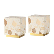 Set of Two 5" Gold Square USB Table Lamps With Square Shades