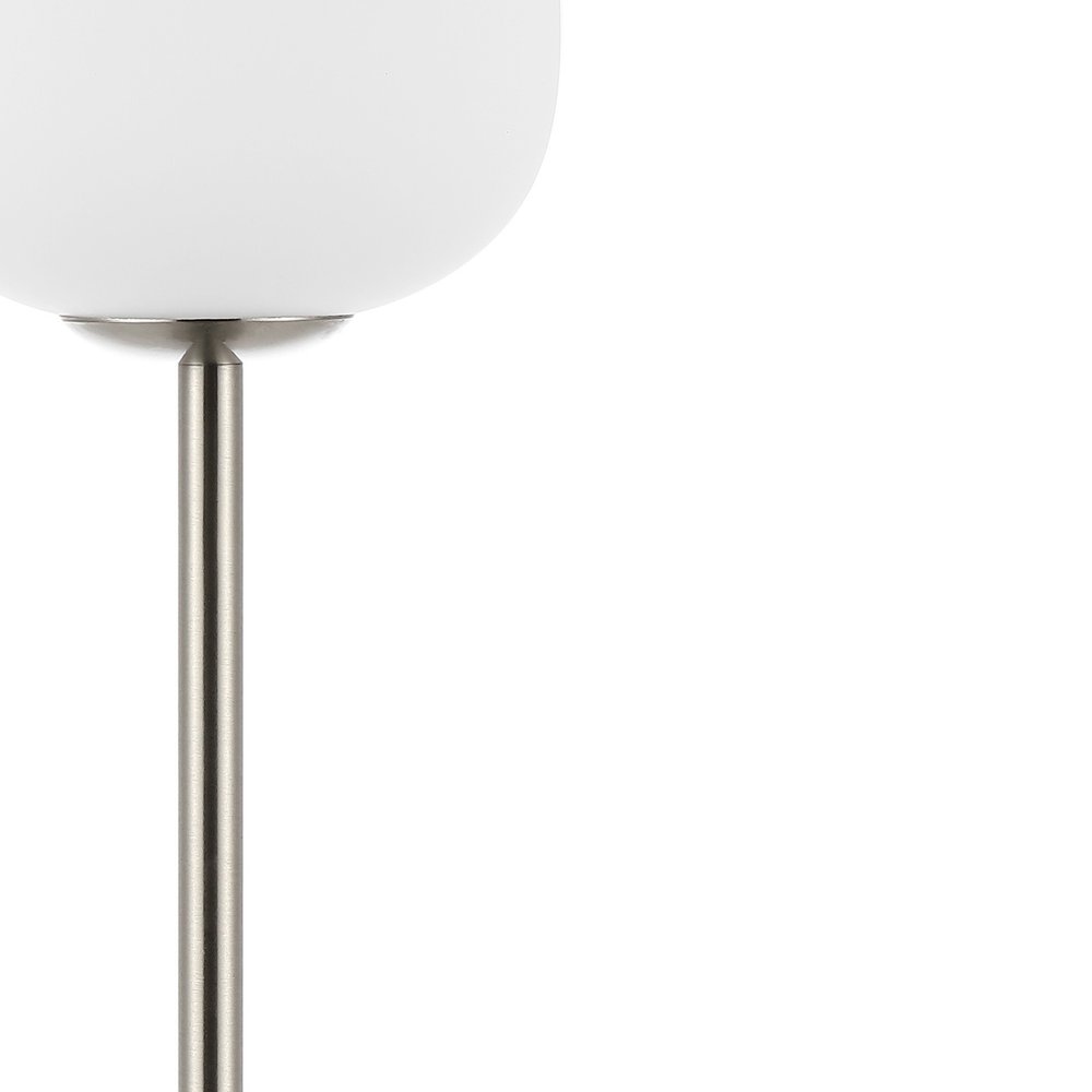 12" Nickel Novelty USB Table Lamp With Globe Shade