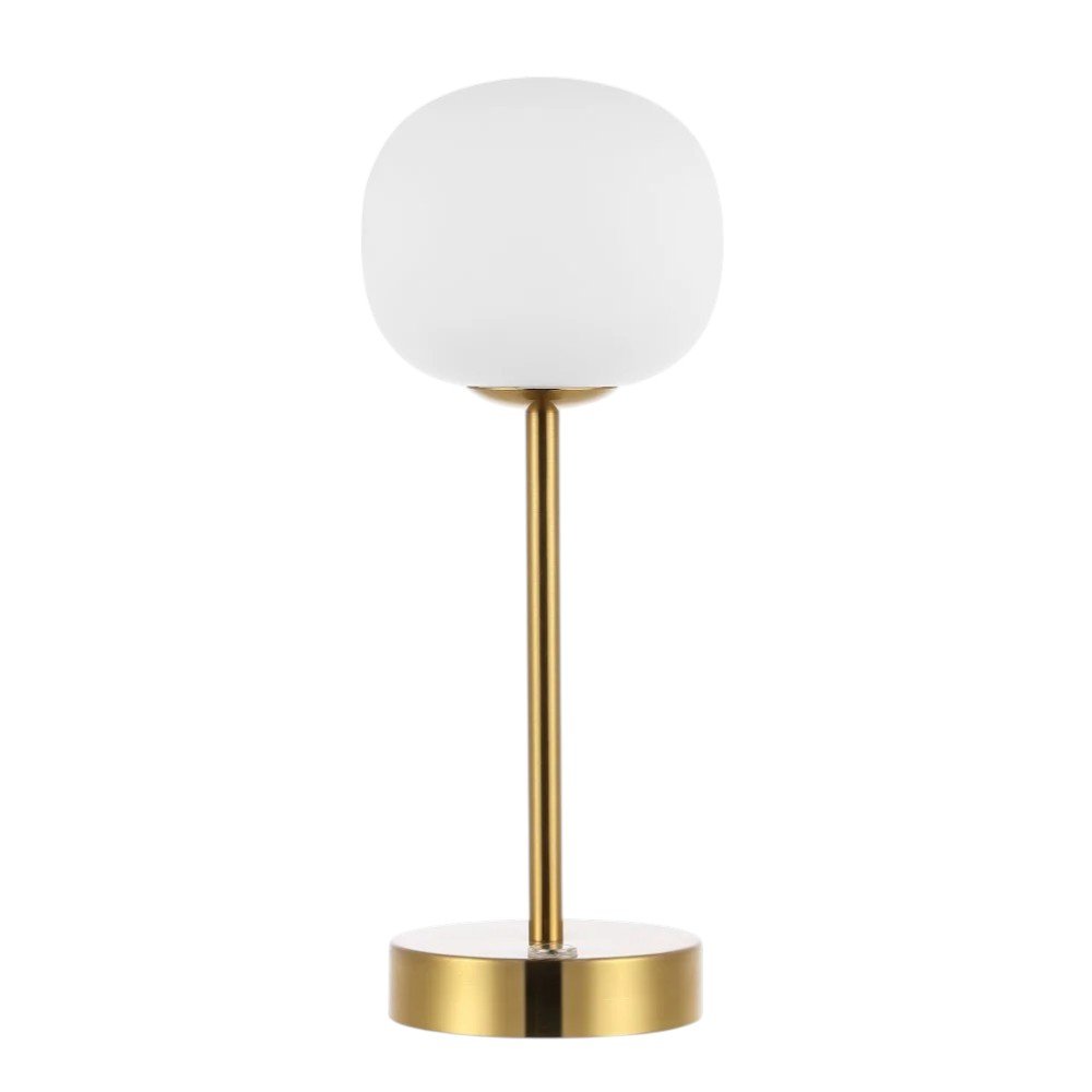 12" Gold USB Table Lamp With Globe Shade