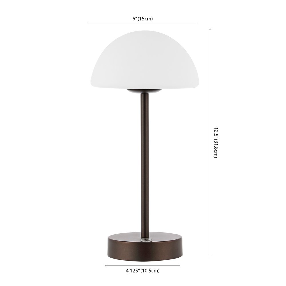 13" Antiqued Bronze USB Table Lamp With Dome Shade