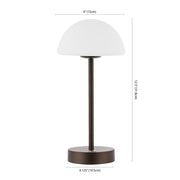 13" Antiqued Bronze USB Table Lamp With Dome Shade