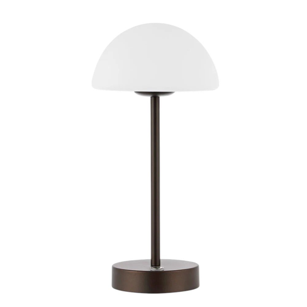 13" Antiqued Bronze USB Table Lamp With Dome Shade